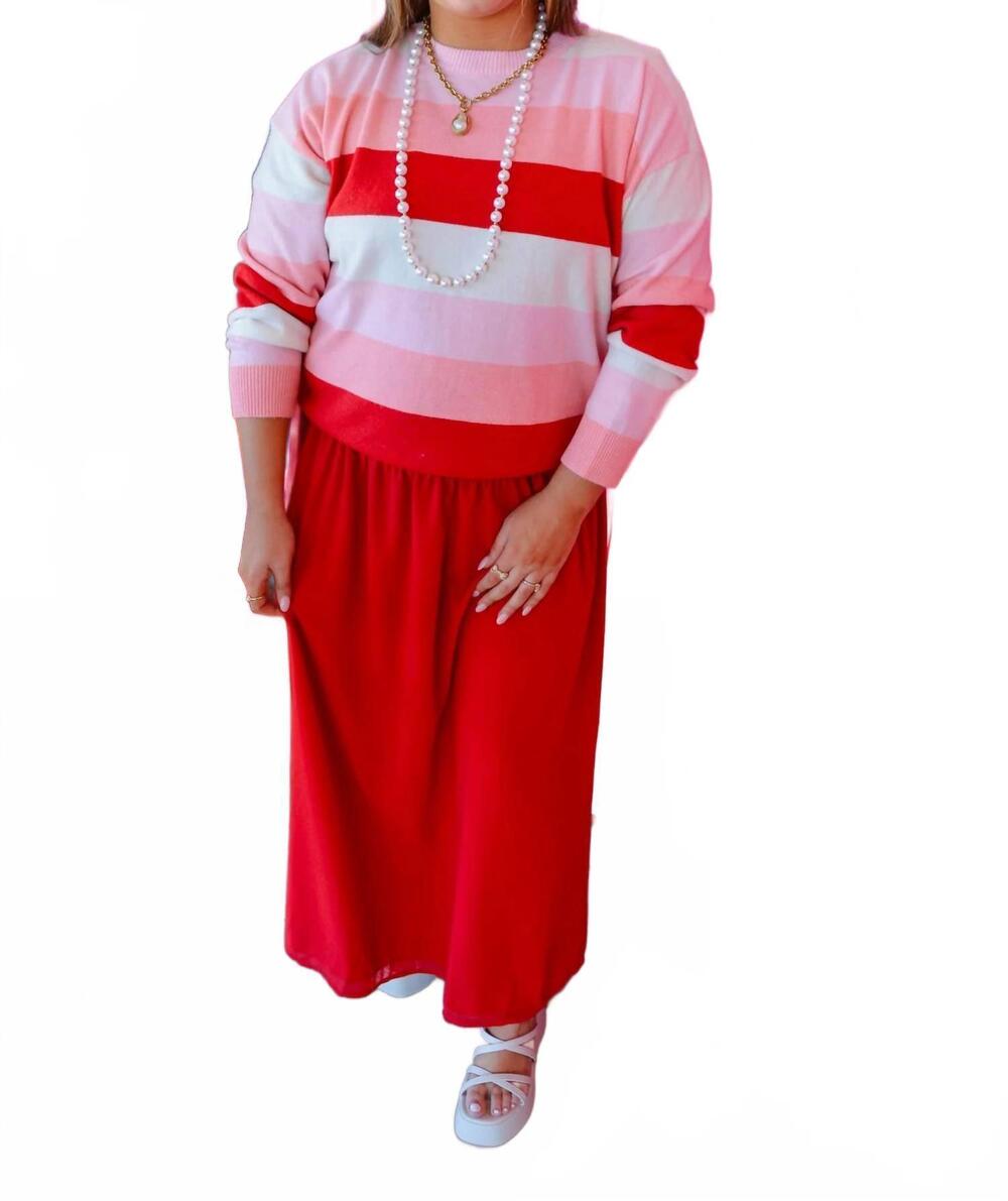 NEW ANNIEWEAR heartfelt color block sweater - plus in pink
